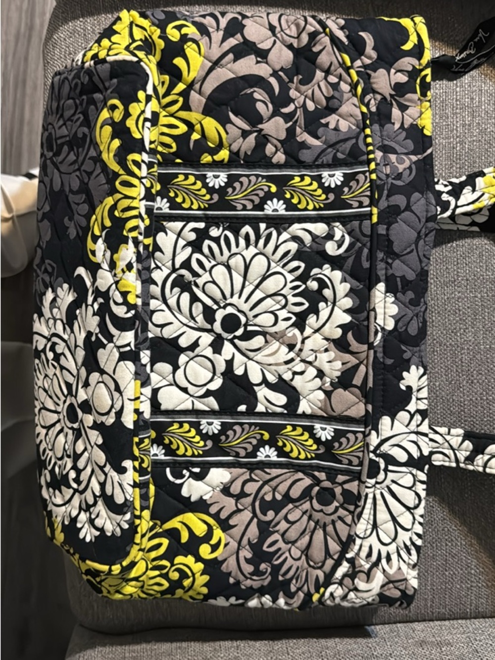Vera Bradley Quilted Floral Tote in Black, White & Yellow